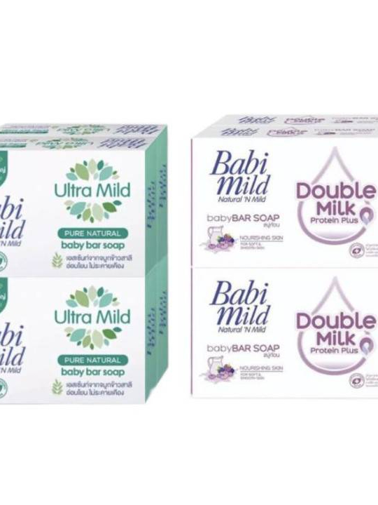 เบบี้มายด์-สบู่ก้อน-ผลิตภัณฑ์ทำความสะอาดผิวเด็ก-1แพ็ต4ก้อน-ขนาด-75-กรัม-babi-mild-soap-1pack-4pcs-green-purple