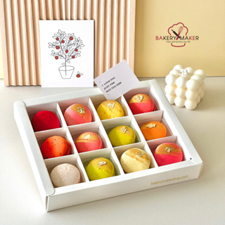 กล่องมาการอง 12 ช่อง ฝาเลื่อนใส สีทอง สีขาว / กล่องของขวัญ กล่องแบ่งช่อง Macaron กล่องช็อคโกแล็ต กล่องคุกกี้ กล่องขนม