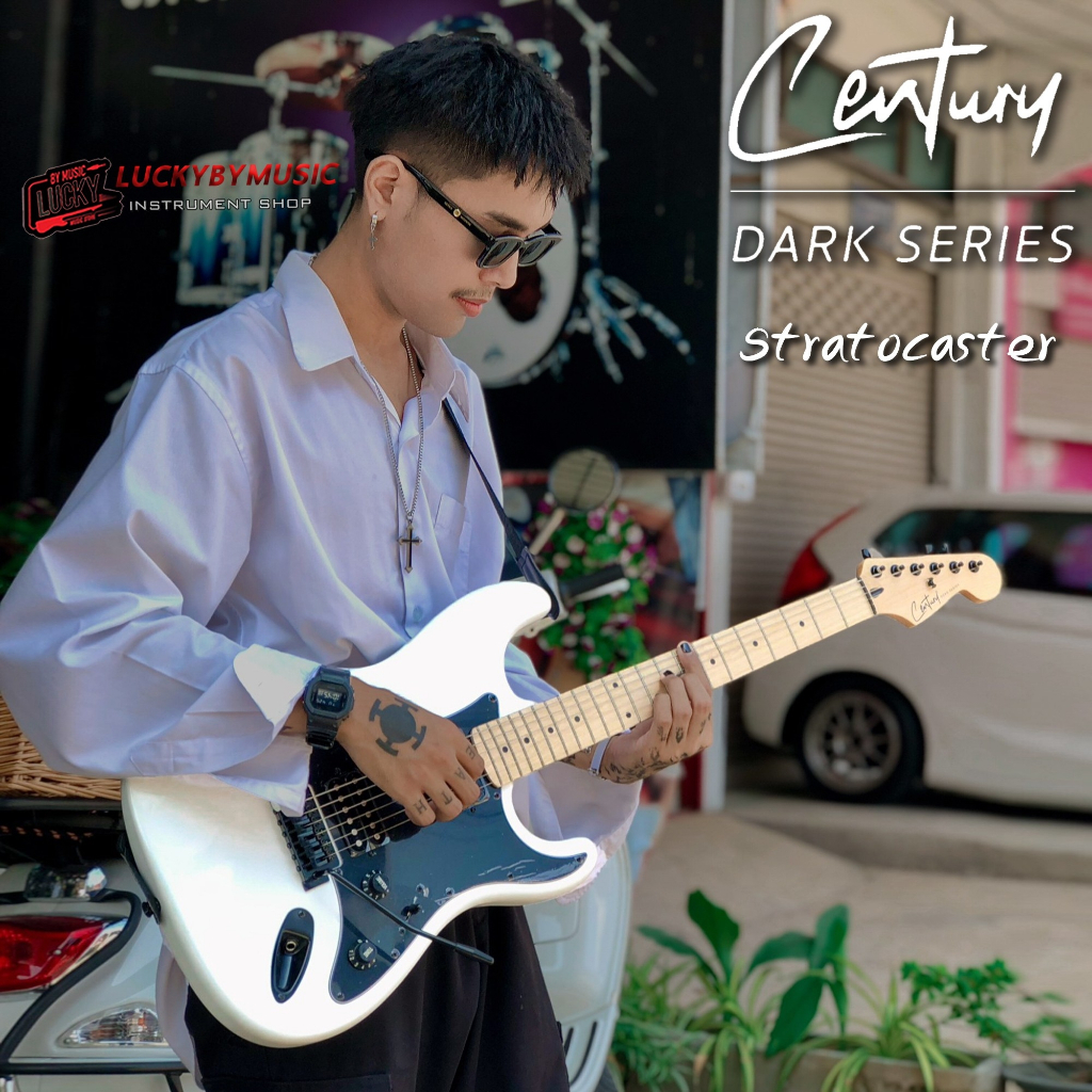 century-dark-series-กีต้าร์ไฟฟ้า-ทรง-strat-ฟรี-กระเป๋า-สายแจ็ค-สายสะพาย-ประแจ-ปิ๊ก-ที่เก็บปิ๊ก-ใบคอร์ด-ปิ๊กอัพ-hh