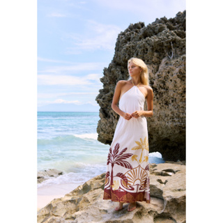 Coconut Tropical - Maxi Dress - เดรสยาว ผ่าข้าง คล้องคอ ชุดไปทะเล
