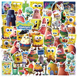 💥พร้อมส่ง💥SpongeBob SquarePants 50แผ่น  พีวีซี กันน้ำ สติ๊กเกอร์ sticker สพันจ์บ็อบ สแควร์แพนส์