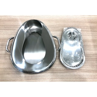 หม้อนอน-bedpan-ชนิดสแตนเลสอย่างดี-มีหูจับซ้าย-ขวา-พร้อมฝาปิด-ใช้งานง่าย-ทำความสะอาดง่าย-เนื้อสแตนเลสอย่างดีทนทาน