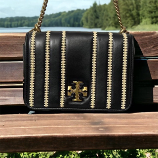 Tory Burch Kira Raffia Stripe Chain Shoulder Bag พร้อมส่ง