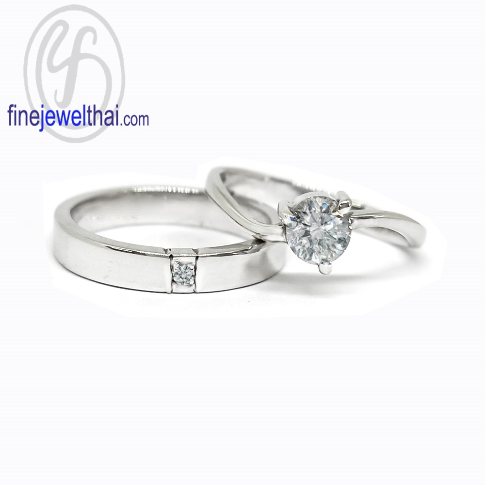 finejewelthai-แหวนคู่-แหวนเพชร-แหวนเงินแท้-เพชรสังเคราะห์-แหวนแต่งงาน-ชุบทองคำขาว-r1005-1016cz