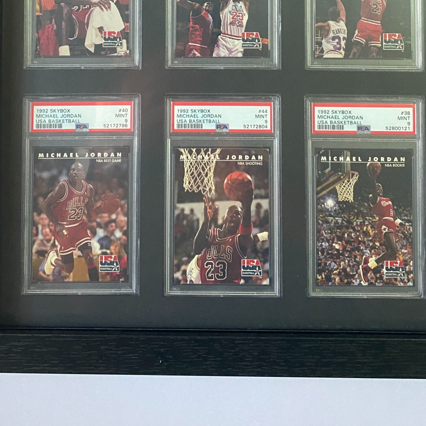 michael-jordan-usa-basketball-cards-1992-skybox-framed-set-9x-psa-9-mj-card-goat