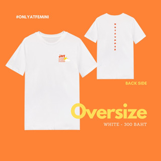 FEMINI.BKK : เสื้อยืด Hot summer สีขาว (Over size)🧡🧡 ลายสกรีน สีส้ม