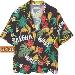 เสื้อฮาวายไหมอิตาลี ALOHA H405