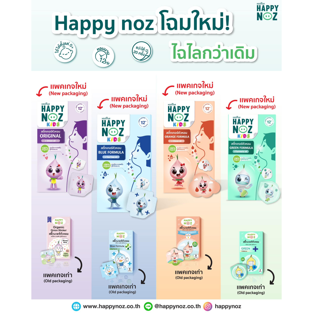 ภาพหน้าปกสินค้าแท้100% สติ๊กเกอร์หัวหอม​ Happy noz​ Original (สีม่วง) จากร้าน sunanchomklfn บน Shopee