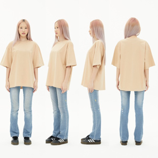 OV24 ice tea เสื้อยืดสีชานม Cotton20 Oversize