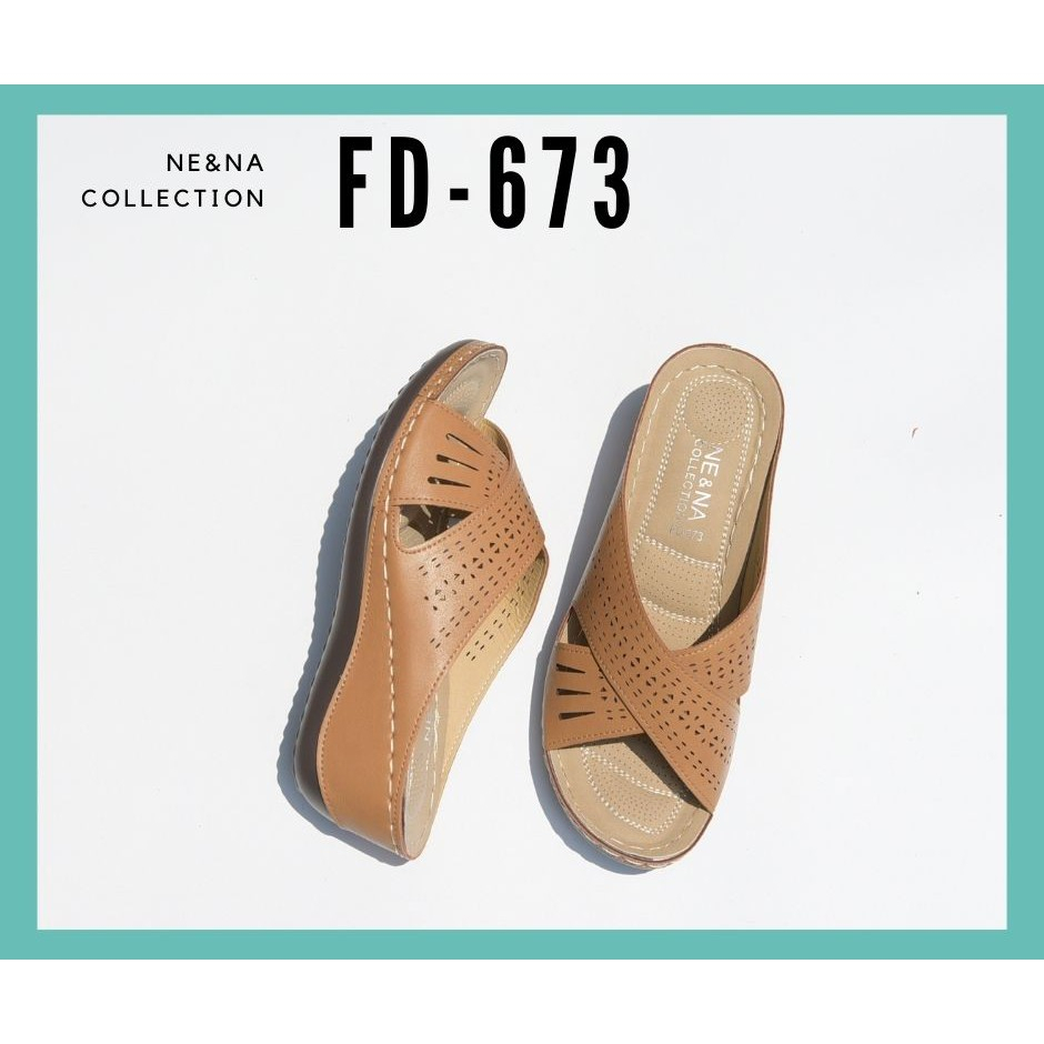 ภาพสินค้ารองเท้าผู้หญิงเเบบเเตะสวมส้นเตารีด No. FD-673 NE&NA Collection Shoes จากร้าน nena_official_store บน Shopee ภาพที่ 3