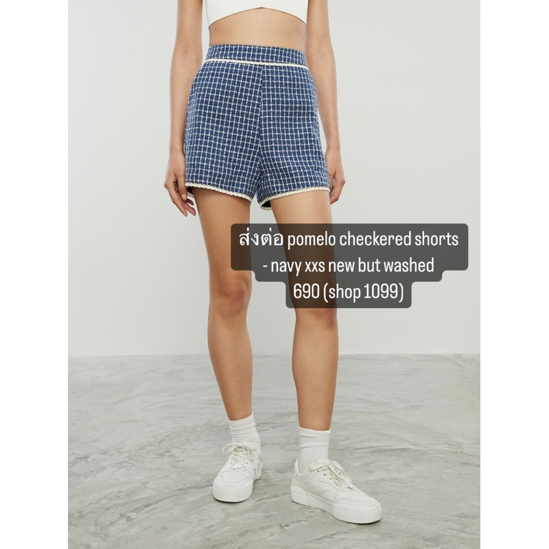 ส่งต่อ pomelo checkered shorts navy xxs new but washed Shopee Thailand