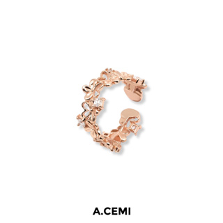 A.CEMI Apple Flower Ringcuff แหวนเงินแท้ ชุบทอง 18K โรสโกลว์ แหวนดีไซน์ดอกแอปเปิล