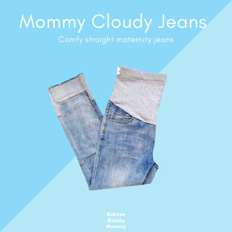 พร้อมส่ง-mommy-cloudy-jeans-กางเกงคนท้อง-กางเกงยีนส์คนท้อง