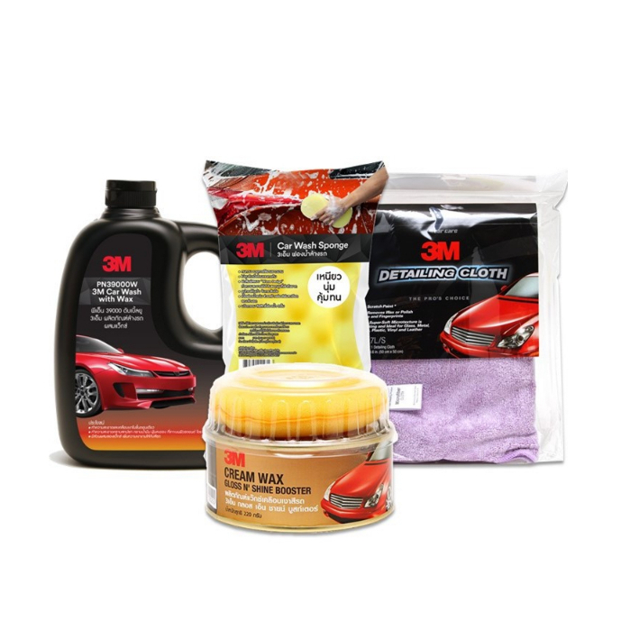 3m-set-แชมพูล้างรถขนาด-1000-ml-pn39000w-cream-wax-gloss-nshine-bosster-ฟองน้ำล้างรถ-3m-ผ้าไมโครไฟเบอร์-3m-pn39017