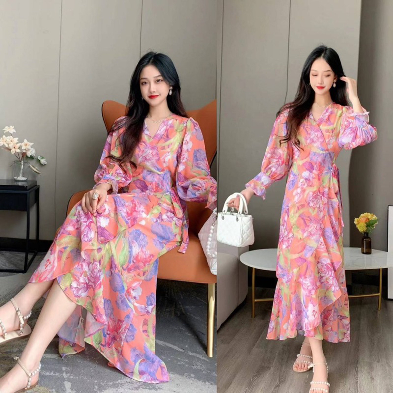 floral-feminine-summer-flower-dress-งานพรีเมียร์-แพทเทิรน์เป๊ะมาก-ต๊าชชชช