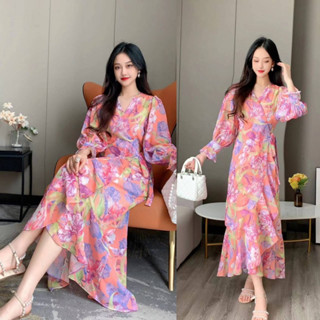 💋 Floral Feminine Summer Flower Dress  งานพรีเมียร์  แพทเทิรน์เป๊ะมาก ต๊าชชชช