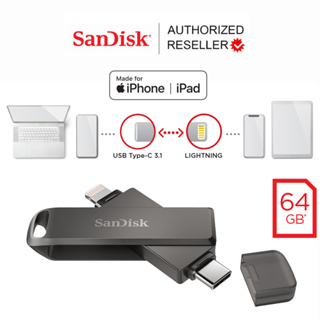 SanDisk iXpand Flash Drive Luxe, SDIX70N 64GB, Black Lightning and Type c -  (SDIX70N-064G-GN6NN) ราคาพิเศษ