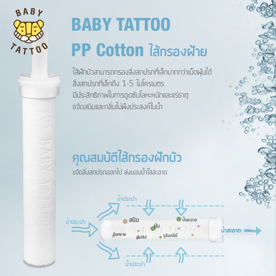 baby-tattoo-ไส้กรองฝักบัวอาบน้ำ-ไส้กรองฝ้าย-pp-ไส้กรองอาบน้ำ-ไส้กรองสำหรับฝักบัวกรองน้ำ