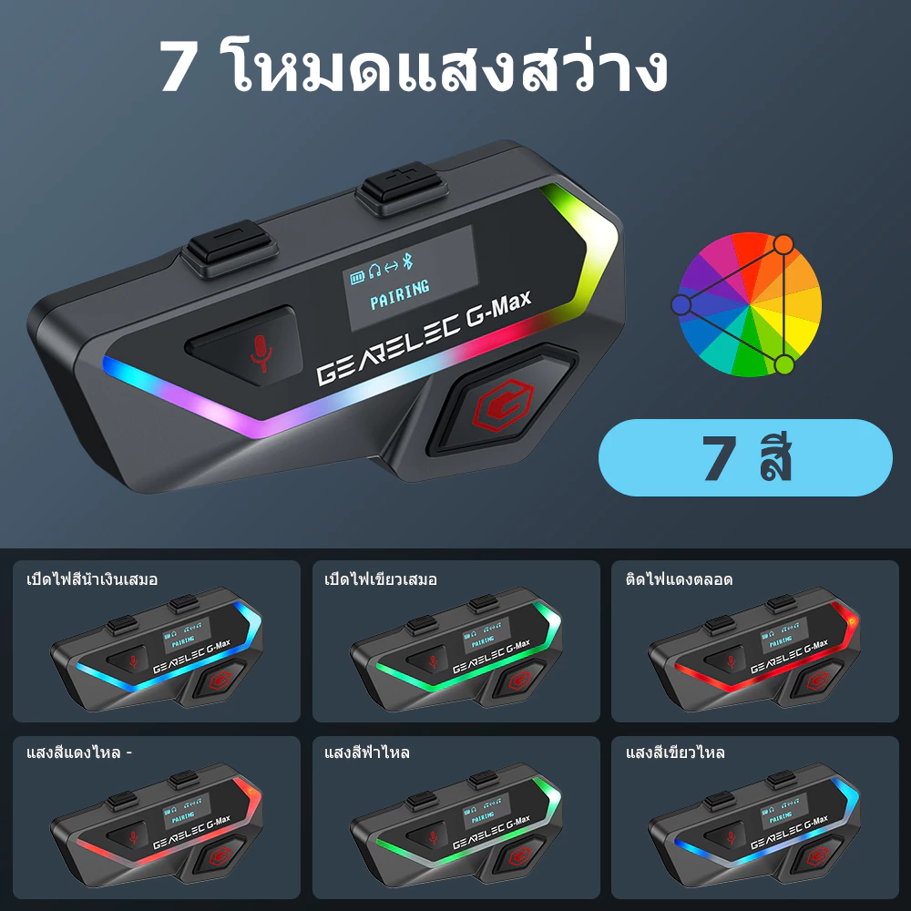 GEARELEC G-Max หมวกกันน็อคบลูทูธ อินเตอร์คอม BT5.2 กันน้ำ จอแสดงผล LCD มีระบบตัดเสียงรบกวน ด้วยวิทยุเอฟเอ็ม การแชร์เพลง