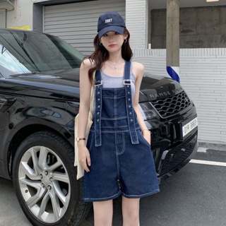 Manyjeans Shorts Overalls เอี๊ยมกางเกงขาสั้นสียีนส์เข้ม(พร้อมส่งในไทย)