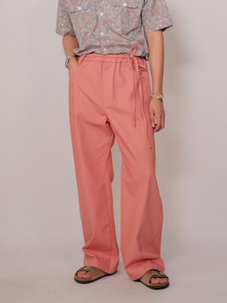 CLUB ✿ 11 Club Wide-Legs Relaxed Denim Pants in Pink | กางเกงขายาว เอวผูกเชือก ผ้าเดนิม สีชมพู