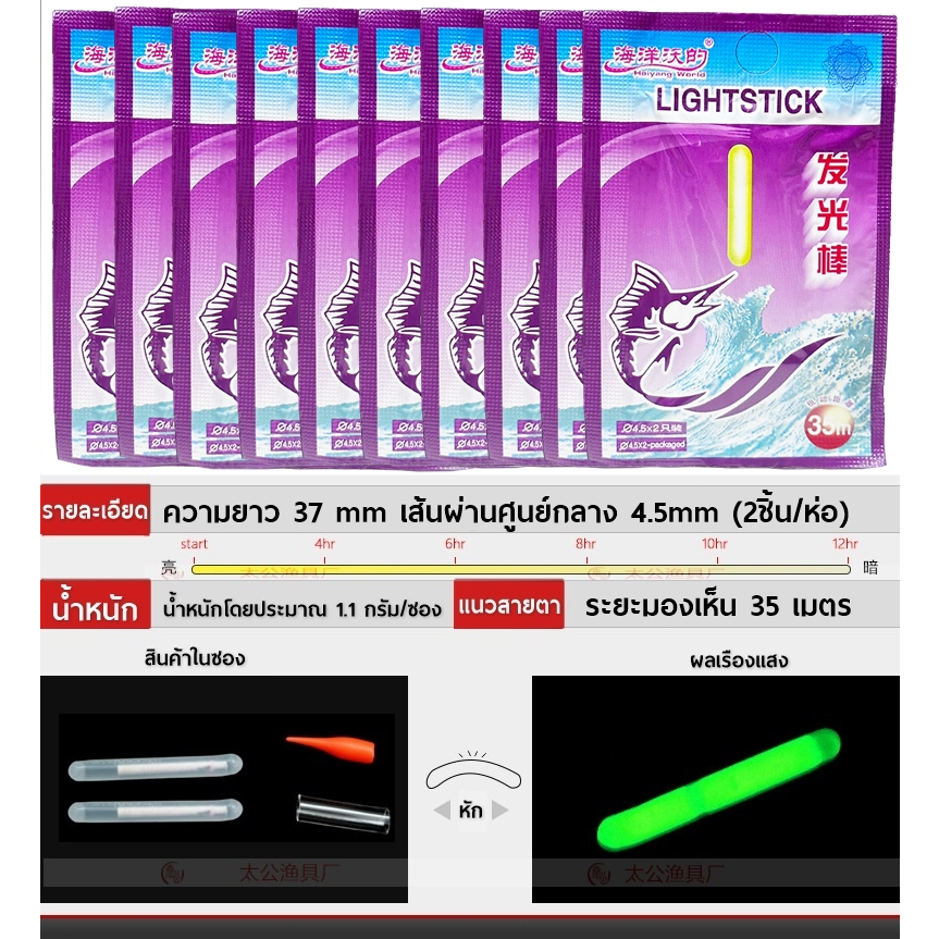 10-ซอง-เซ็ต-แท่งฟอสเรืองแสงตกปลากลางคืน-float-at-night-เรืองแสงได้-24-ชม-ต่อเนื่อง-อุปกรณ์ตกปลา-กีฬากลางแจ้ง