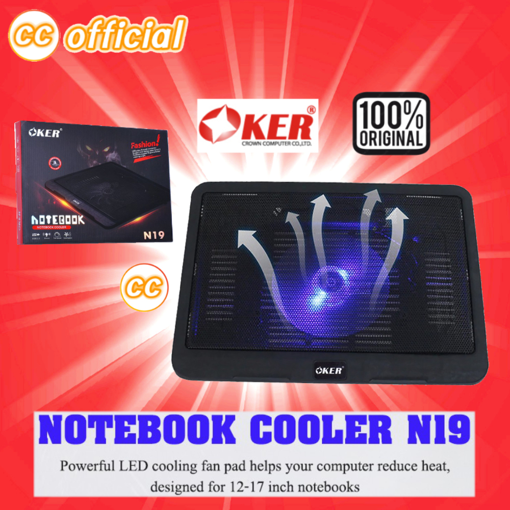 แท้100-oker-n19-notebook-cooler-พัดลมรองโน๊ตบุ๊คระบายความร้อน-พัดลมโน๊ตบุ๊ค-cc-19
