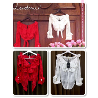 เสื้อไหมพรมสีขาว น่ารักเก๋ๆ จาก Landmee สินค้าใหม่ ป้ายห้อย ของแท้ จาก Shop คะ