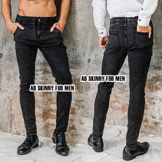 AB Skinny For Men สีดำฟอก กางเกงสกินนี่ยีนส์ 16 สี ของแท้ จากเพจดัง 80,000 Like กางเกง AB สกินนี่ยีนส์ ผู้ชาย