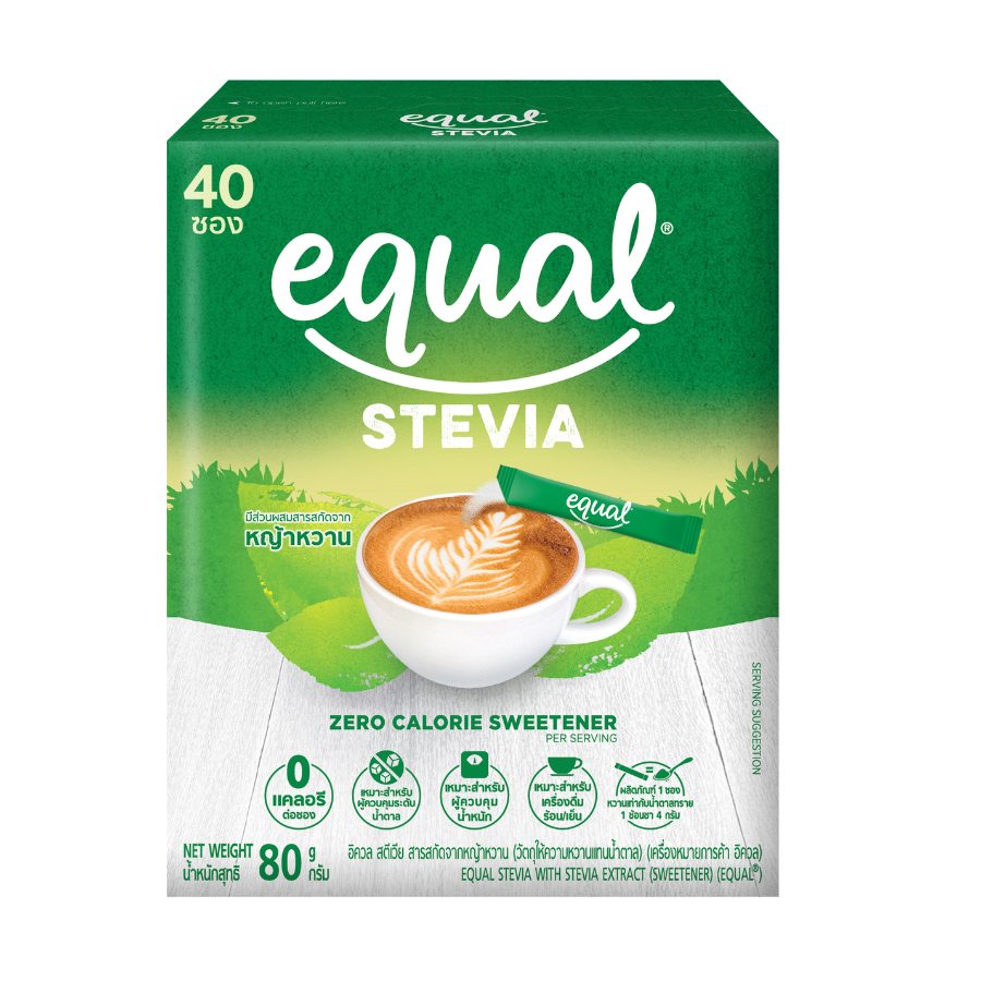 ภาพหน้าปกสินค้าEqual Stevia อิควล สารให้ความหวานแทนน้ำตาลจากหญ้าหวาน สตีเวีย 40 ซอง 80 กรัม