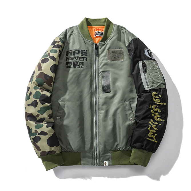 ขายดี BAPE × OVO camouflage color matching ape head owl jacket | Shopee ...