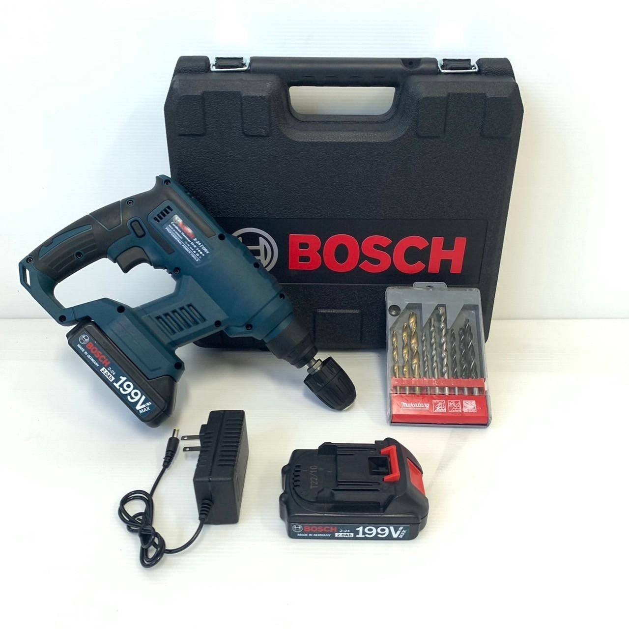 ส่งฟรี-ไม่ต้องรอโค้ด-bosch-สว่านโรตารี่ไร้สาย-2-ระบบ-199v-ฟรี-แบต-2ก้อน-พร้อมดอกสว่านครบชุด