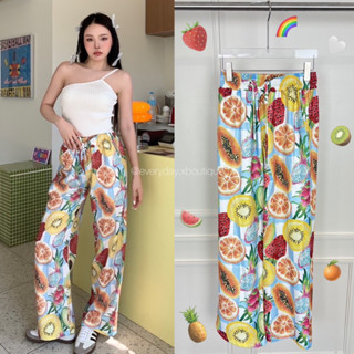 Fruity Printed summer pant🥝🍍🍓🍊(350฿ฟรีส่ง) กางเกงขายาว พิมพ์ลายผลไม้ น่ารักสดใสมากๆค่ะ เนื้อผ้าดีมีน้ำหนัก ทรงสวย valen