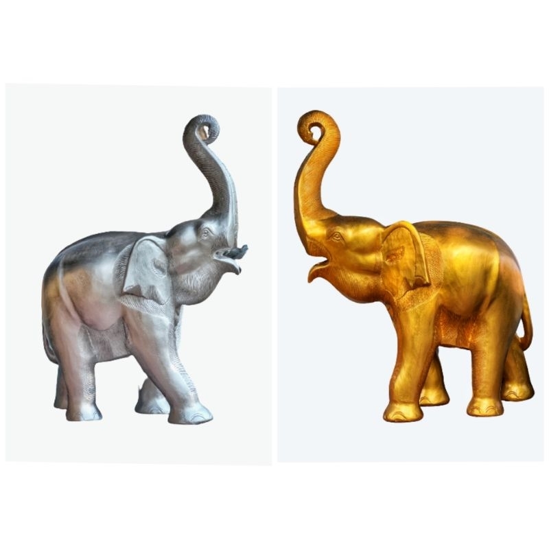 ช้างเงินช้างทอง-ช้างคู่เงินทอง-ช้างแกะสลักสีเงินสีทอง-ช้างมงคล-ช้างแก้บน-เสริมฮวงจุ้ย-มีหลายขนาดสูง-6-15-นิ้ว