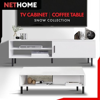 NETHOME : ชั้นวางทีวี วางของ โต๊ะกลาง มินิมอล สีขาว (TV Cabinet , TV Rack , Coffee Table)