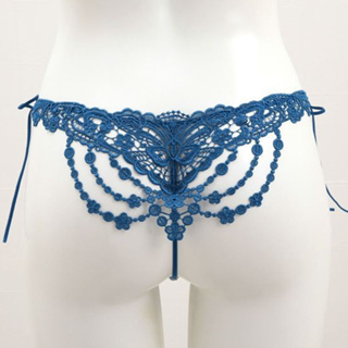 Annebra กางเกงใน ทรงจีสตริง ผ้าลูกไม้ G-String Panty รุ่น AU3-832 ลายพิมพ์สีฟ้า, ลายพิมพ์สีครีม