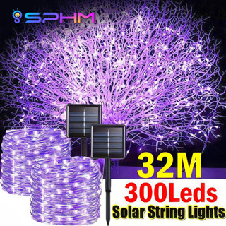 ไฟนีออน LED 32M / 22M / 12M / 7Mกันน้ำ 8 โหมดพลังงานแสง อาทิตย์ลวดทองแดงสตริง ไฟกลางแจ้งบ้านสวนปาร์ตี้งานแต่งงาน