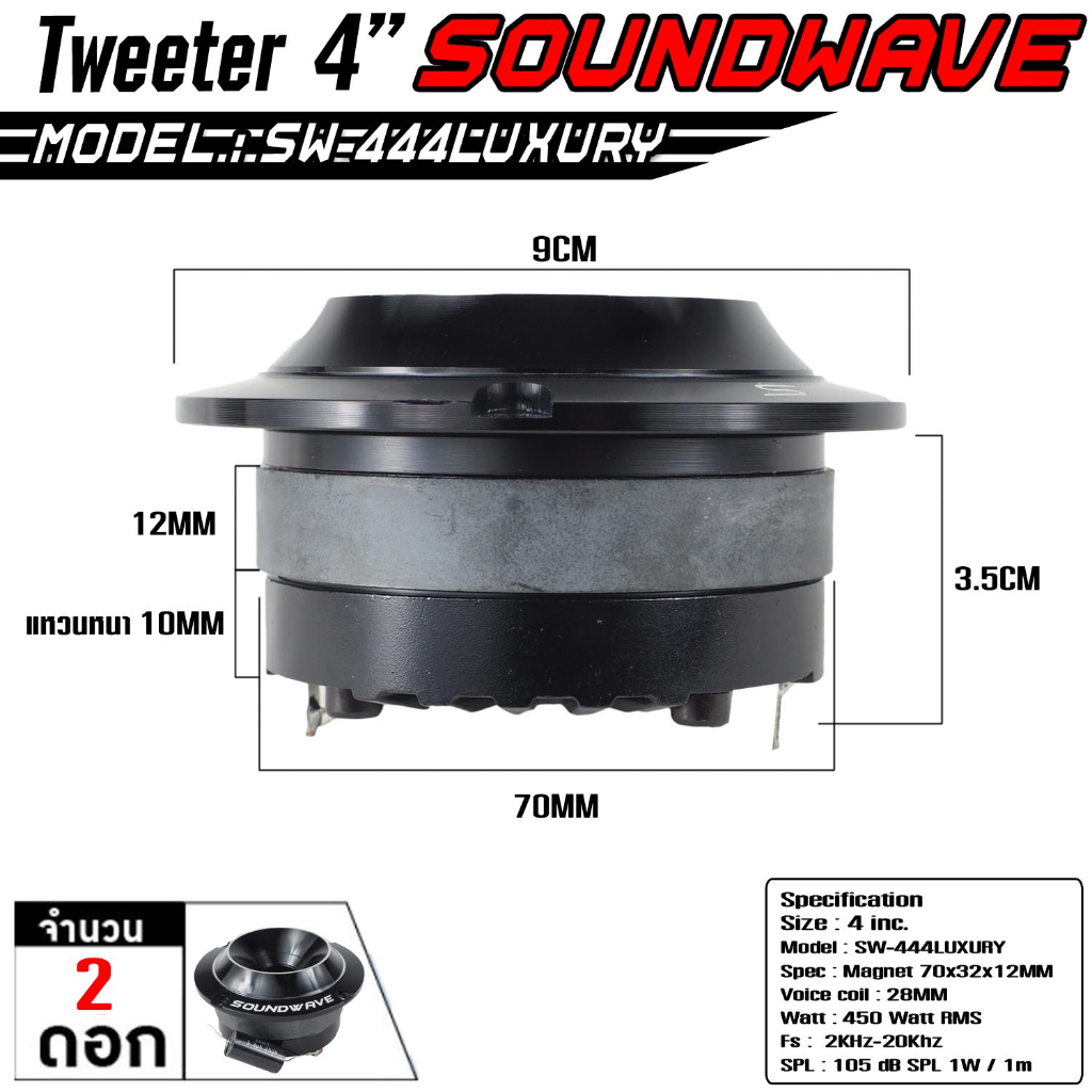 soundwave-sw-444luxury-ทวีตเตอร์-แหลมจาน-จำนวน-1คู่-ลำโพงรถยนต์-เครื่องเสียงรถ-ลำโพง4นิ้ว-เครื่องเสียงรถยนต์-เสียงแหลม