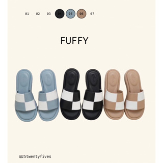 25twentyfives - Fuffy รองเท้าส้นตึกลายตารางทูโทน สูง1.5นิ้ว