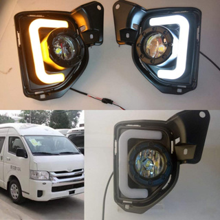 2pcsไฟกลางวันไฟเดย์ไลท์ ไฟสัญญาณเลี้ยวCar Fog Lamp Daytime Running Lightเหมาะกับ Toyota HiAce 2014-2018