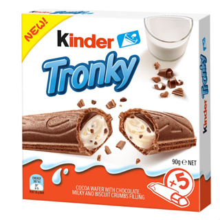 คินเดอร์ Kinder Tronky Chocolate เวเฟอร์สอดไส้ครีมช๊อกโกแลต นมและบิสกิต (1กล่องมี 5 ชิ้น)