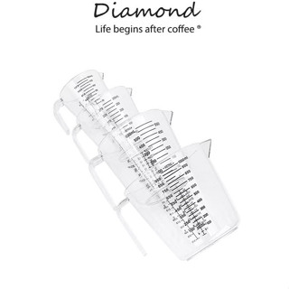 ❤ Diamond Coffee ถ้วยตวงพลาสติก 3หน่วยตวง(CUP,Oz,ml) 4ขนาด Plastic Measuring Cup