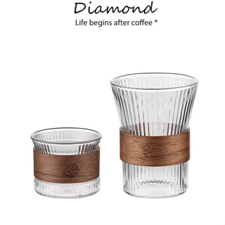 ❤ Diamond Coffee แก้วน้ำ สไตล์ญี่ปุ่น ขนาด 130-350 มล. ทรงลายทาง ทนความร้อน แก้วกาแฟ​ แก้วใส​ ทนต่ออุณหภูมิสูง