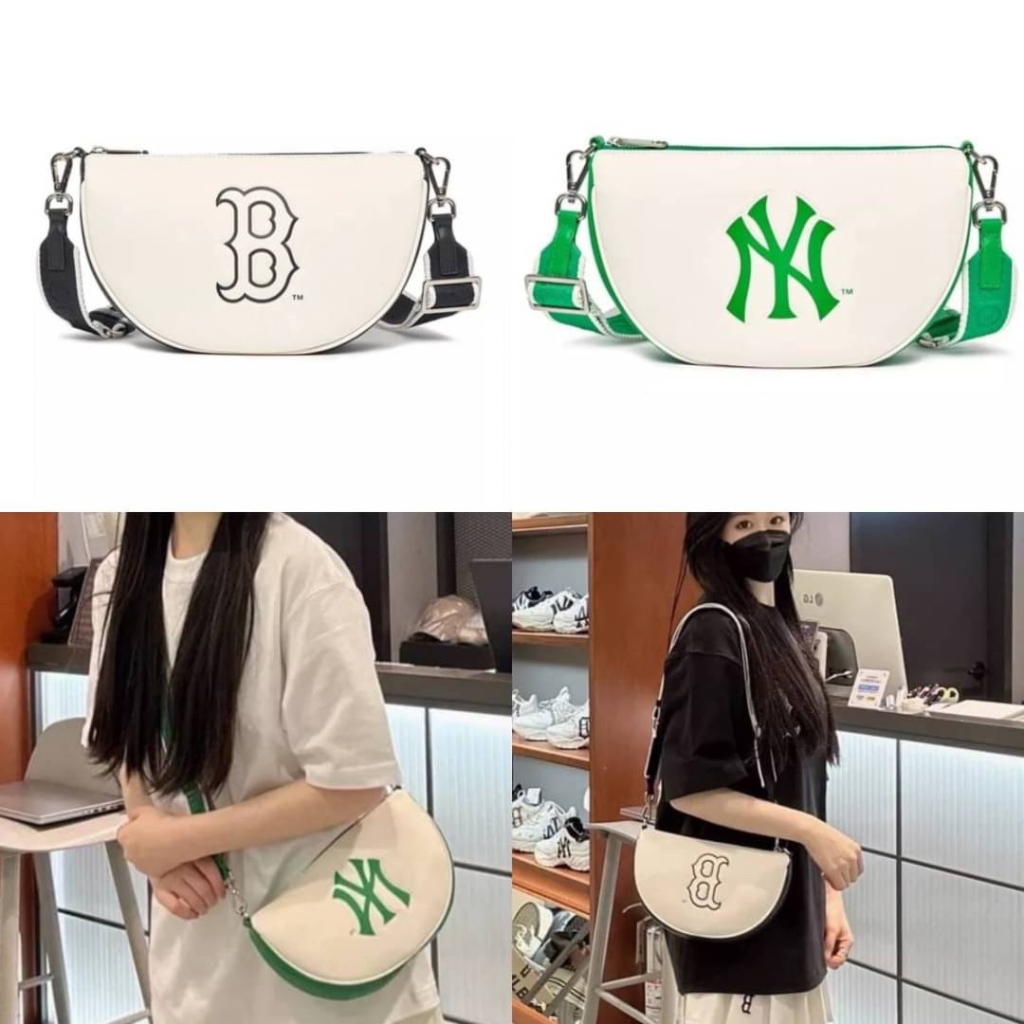 mlb-ของแท้-outlet-กระเป๋า-ny-ทรงครึ่งพระจันทร์-ใส่โทรศัพท์ได้ทุกรุ่น-อะไหล่ปั้มทุก-จุด-ขนาด-9-5-นิ้ว