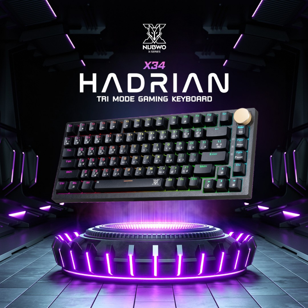 คีย์บอร์ดเกมมิ่ง NUBWO รุ่น X34 Red Switch HADRIAN TRI MODE GAMING ...
