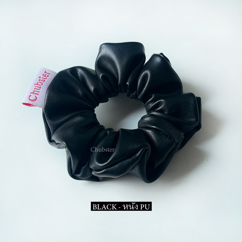 black-หนัง-pu-scrunchie-ยางมัดผม-จิ๋ว-ผ้าหนังพียู