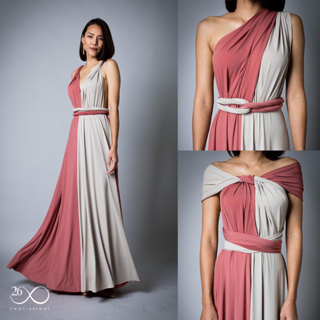 268 Dress สี ToneTwo Peach-Beige (free size) เดรสที่ใส่ได้มากกว่า 50 แบบ หมดปัญหาต้องคอยซื้อชุดใหม่สำหรับงานต่อไป