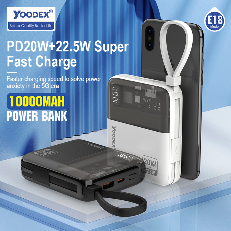 powerbank-yoodex-e18-ของแท้100-10000mah-qc3-0-pd-20w-22-5w-แท่นชาร์จ-พาวเวอร์แบงค์-ชาร์จเร็ว-fast-charge-แบตสำรอง-e18