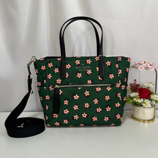 พร้อมส่ง แท้จากUSA กระเป๋า Kate Spade Medium Chelsea K8124 Top Zip Satchel Bag With Daisy Whimsy Floral In Green Nylon