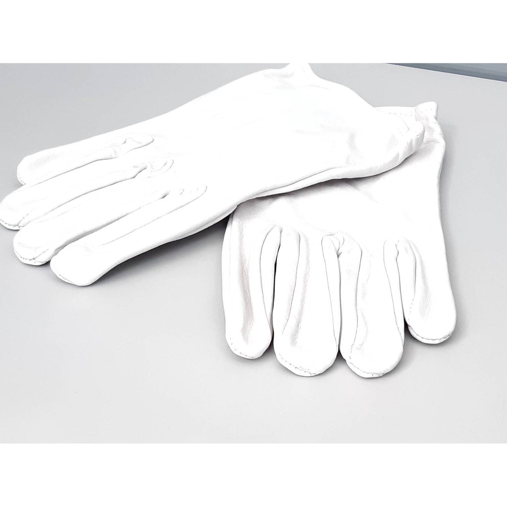 ปลอดภัยไว้ก่อน-ถุงมือหนังผิว-เชื่อมอาร์กอน-ฟอกเรียบ-สีขาว